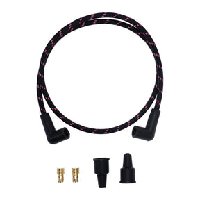 Universal 40" Spark Plug Wire Set. Cotton Cloth Pink/Black Spark Plug Wires Mcs