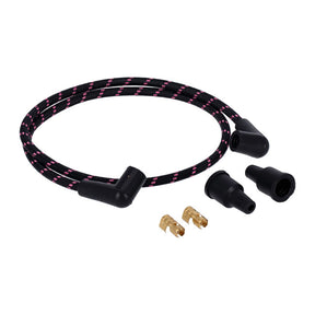 Universal 40" Spark Plug Wire Set. Cotton Cloth Pink/Black Spark Plug Wires Mcs
