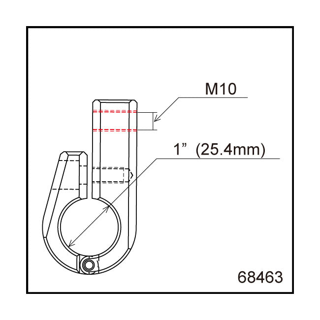 Daytona, universal bracket. Front-mount. 1" ID. M10 thread Daytona