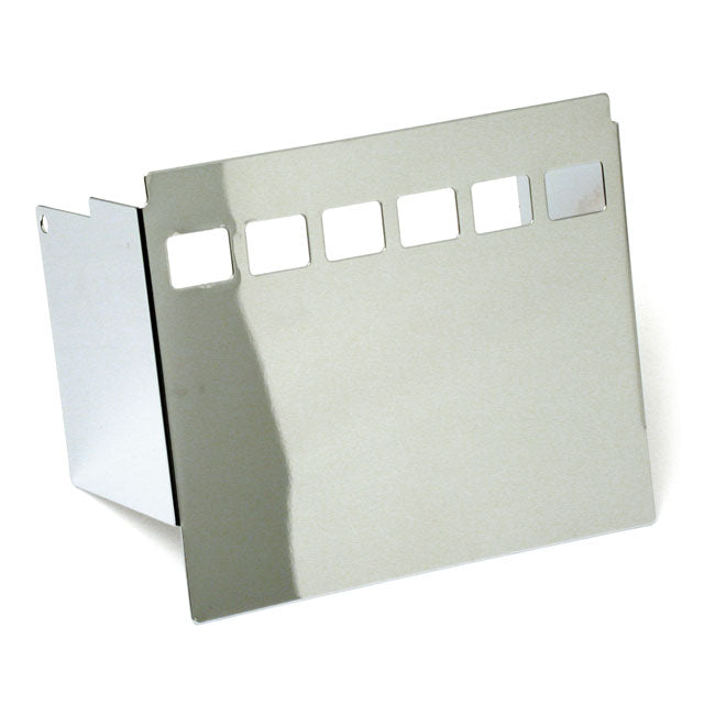 Battery Side Cover, Smooth With 6 Hole Window. Chrome Battery Covers Mcs