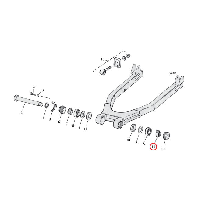 Nut, Pivot Shaft Swingarm Swingarms Assy Mcs
