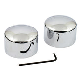 Front Axle Nut Cover Kit. Chrome. Domed Axle Covers Mcs