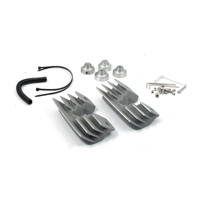 Head Bolt Bridge Cover Set. Finned, Silver Head Bolt Covers Mcs