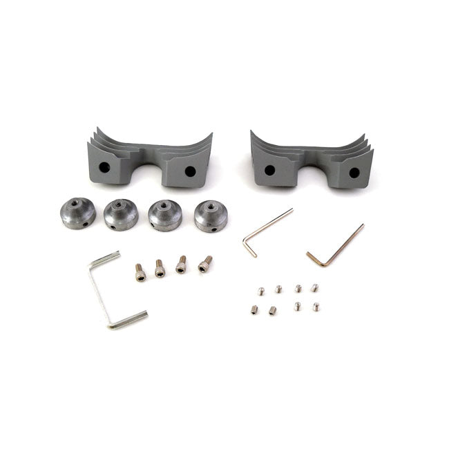 Head Bolt Bridge Cover Set. Finned, Silver Head Bolt Covers Mcs