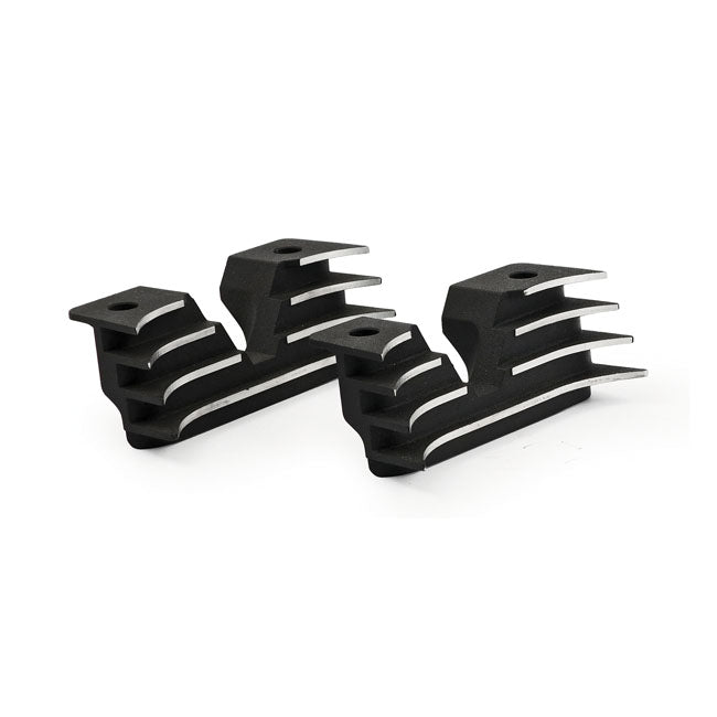 Head Bolt Bridge Cover Set. Finned, Black Head Bolt Covers Mcs