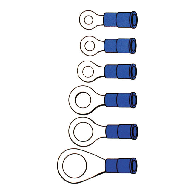 Connectors, ring terminal PVC, crimp. Blue 3.5mm Ring Terminals Standard