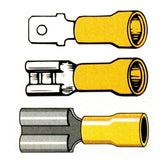 Connectors, slide-on terminal PVC, crimp. Yellow 1/4" male Slide-On Terminals Standard