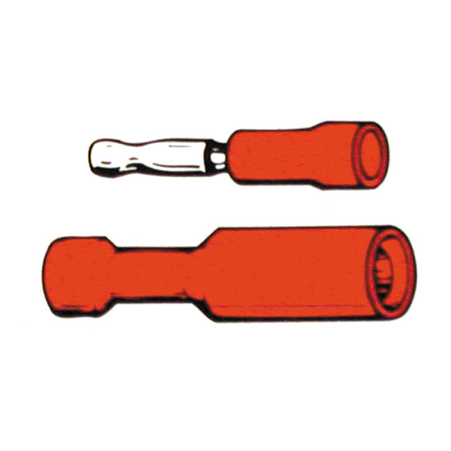 Connectors, bullet PVC, crimp. Red male 1.56" Electrical Connectors Standard