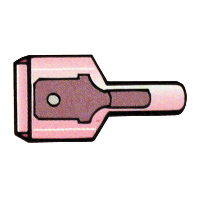 Connectors, slide-on terminal Nylon, crimp. Red 1/4" male Slide-On Terminals Standard