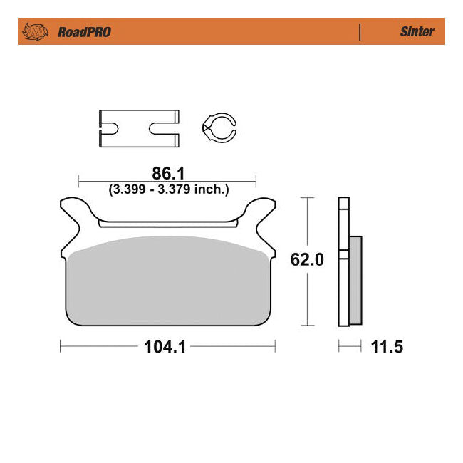 Moto-Master RoadPro rear brake pads. Sintered Brake Pads Moto Master