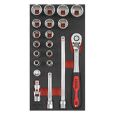 Sonic, 1/2" Drive Socket Set. 20 Piece. Us/Sae Sizes Tools Socket Set Sonic