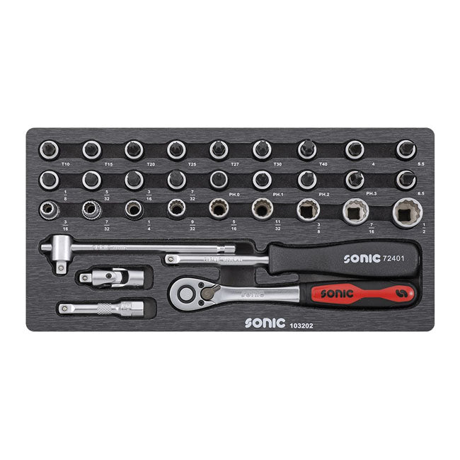Sonic, Combination Socket Set 1/4'''', 32 Piece. Us/Sae Sizes Tools Socket Set Sonic