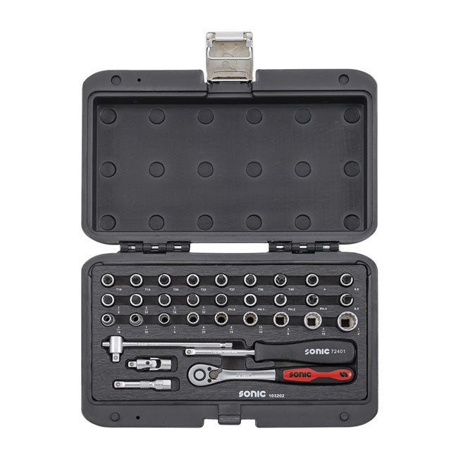 Sonic, Combination Socket Set 1/4'''', 32 Piece. Us/Sae Sizes Tools Socket Set Sonic