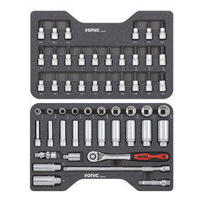 Sonic, Combination Socket Set 3/8'''', 53 Piece. Us/Sae Sizes Tools Socket Set Sonic