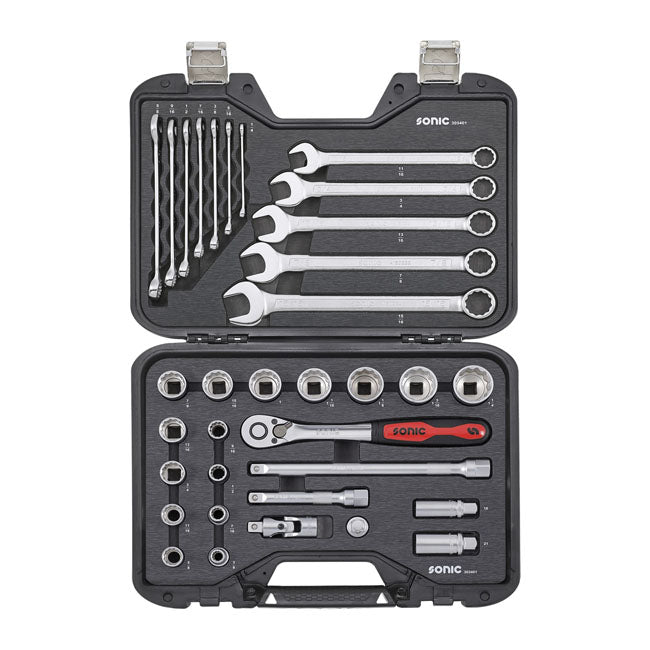 Sonic, Combination Socket/Wrench Set 1/2'''', 34 Piece. Us/Sae Tools Socket Set Sonic