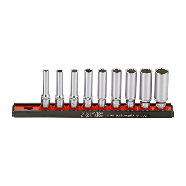 Sonic, Deep Socket Rail Set 1/4", 9 Piece. Us/Sae Tools Socket Set Sonic