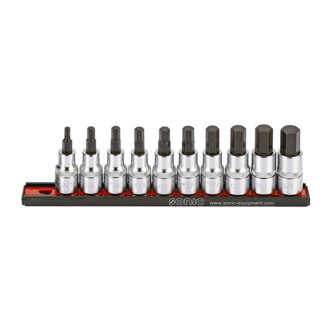 Sonic, Hex Bit Socket Rail Set 1/2". 10 Piece. Us/Sae Tools Socket Set Sonic