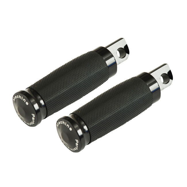 PM, Contour rubber wrapped foot pegs. Black Footpegs Performance Machine