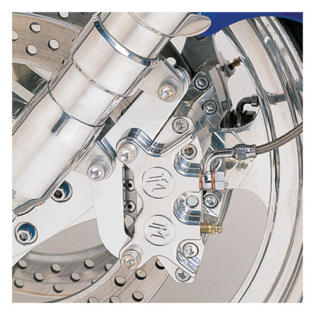PM, Caliper bracket, 11.5" front left. Chrome Brake Caliper Brackets Performance Machine