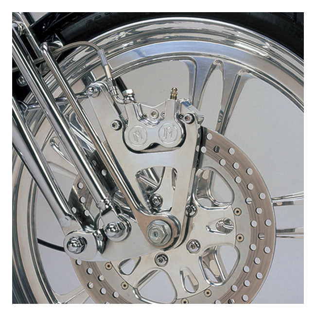 PM, Right front 4-p caliper bracket, 11.5". Polished Brake Caliper Brackets Performance Machine