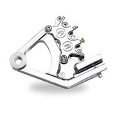 Performance Machine (Pm) 4 Piston Rear Caliper Integrated Bracket, Chrome - 87-99 Softail Brake Calipers With Bracket Performance Machine