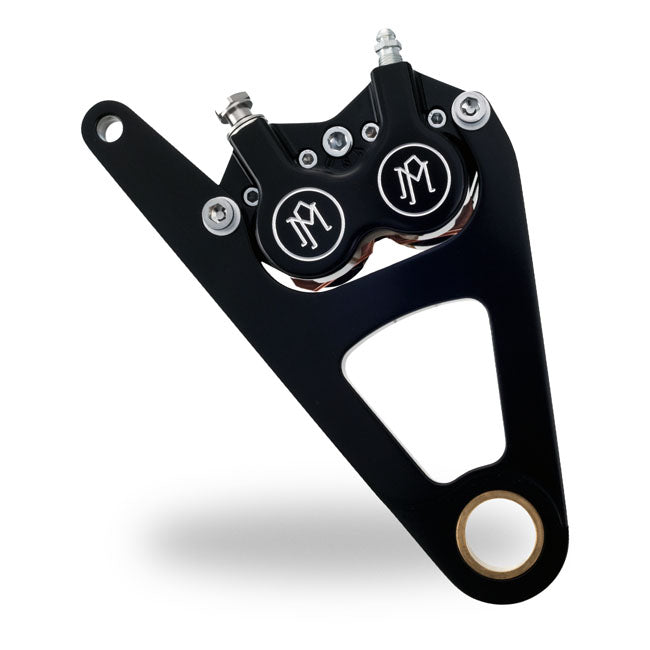 PM, Right front 4-p caliper bracket, 11.5". Black Brake Caliper Brackets Performance Machine