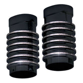 Covingtons, finned fork leg bells for Touring. Black DC Fork Leg Bells Covingtons