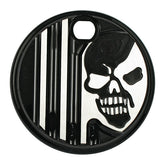 Covingtons, aluminum fuel tank door. Black. Skull Gas Doors Covingtons