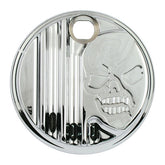 Covingtons, aluminum fuel tank door. Chrome. Skull Gas Doors Covingtons