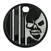 Covingtons, aluminum fuel tank door. Chrome. Skull. DEC Gas Doors Covingtons