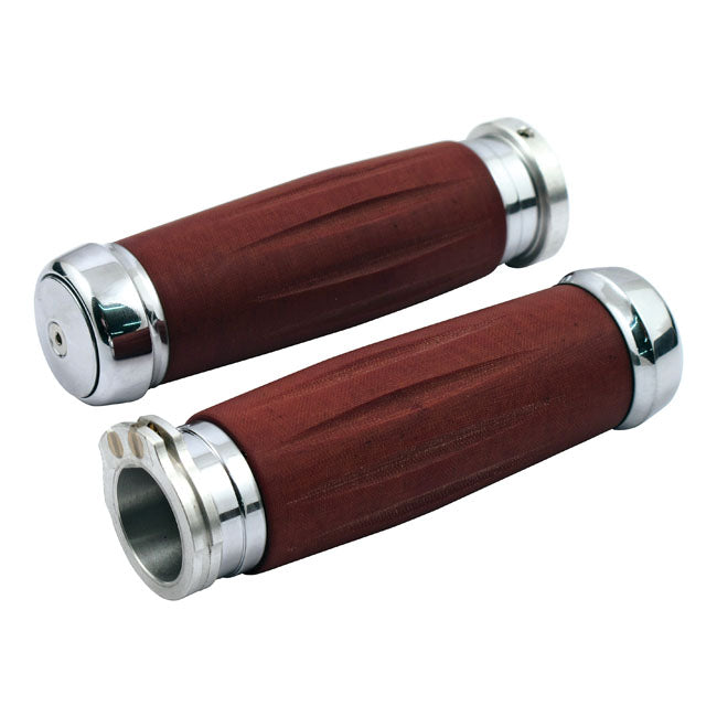 Riverside, Bakeliter Retro Handlebar Grip Set. Chrome Grips Riverside Custom