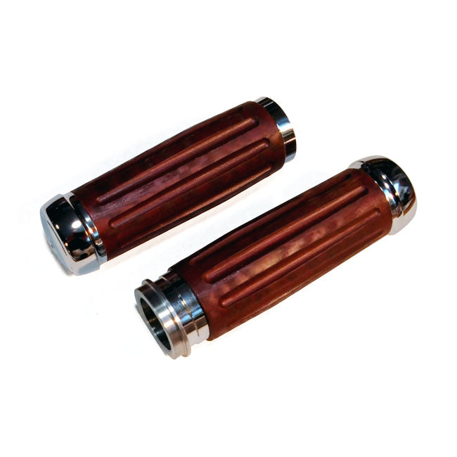 Riverside, Bakeliter Retro Handlebar Grip Set. Chrome Grips Riverside Custom