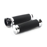 Custom Contour Grips Dual Cable, Chrome - 08+ Dyna & Softail & Touring Grips Avon Grips