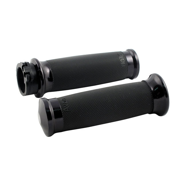 Custom Contour Grips Dual Cable, Black - 08+ Dyna & Softail & Touring Grips Avon Grips