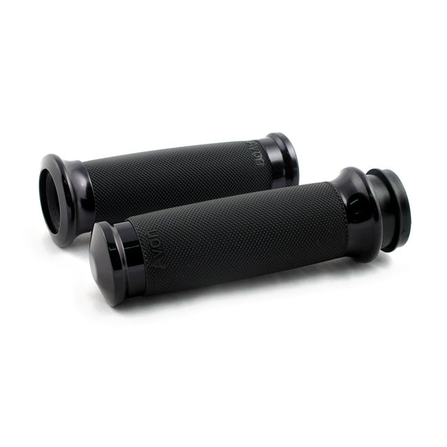 Custom Contour Grips TBW, Black - 08+ Dyna & Softail & Touring Grips Avon Grips