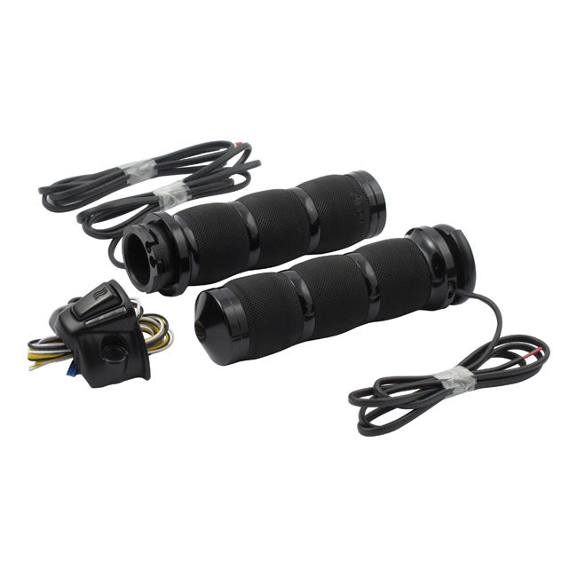 Avon, Heated Air Cushion Grips, Black Anodized , e- Throttle GRIPS Avon Grips