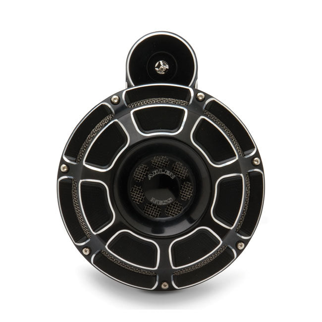 Arlen Ness, billet horn kit, Beveled. Black CC Horns Arlen Ness