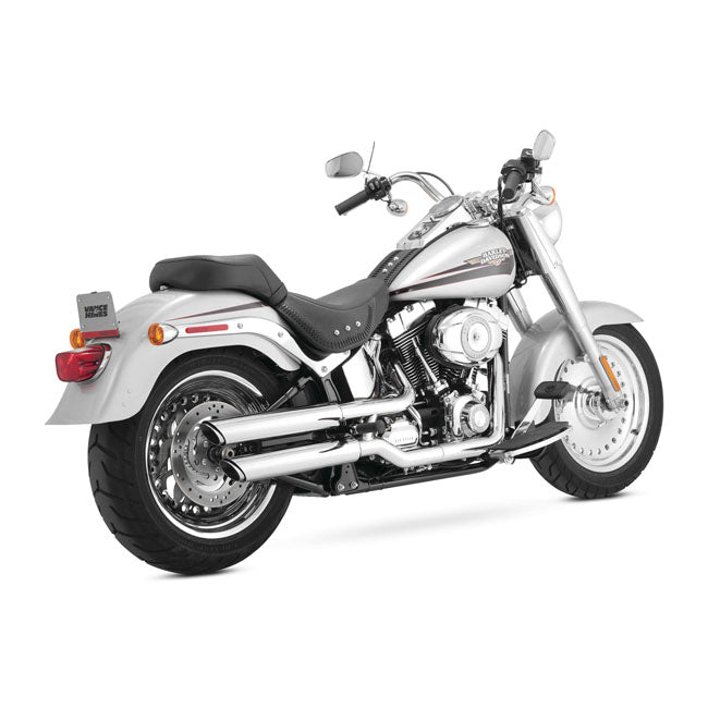 Vance & Hines Slip-On Twin Slash 3", Chrome - 10-17 Softail (Fat Boy) Exhaust Slip-Ons And Mufflers Vance & Hines