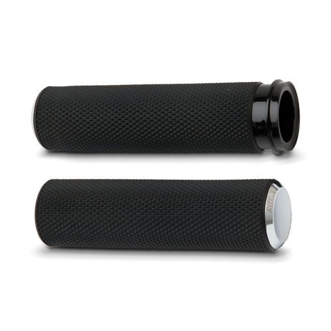 Knurled Grips Dual-Cable, Chrome Grips Arlen Ness