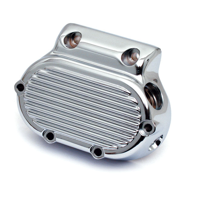 Transmission end cover ribbed, cable clutch. Chrome Transmission End Covers Mcs