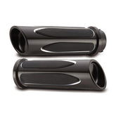 Arlen Ness, billet Deep Cut Comfort grips. Black Grips Arlen Ness