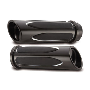 Arlen Ness, billet Deep Cut Comfort grips. Black Grips Arlen Ness