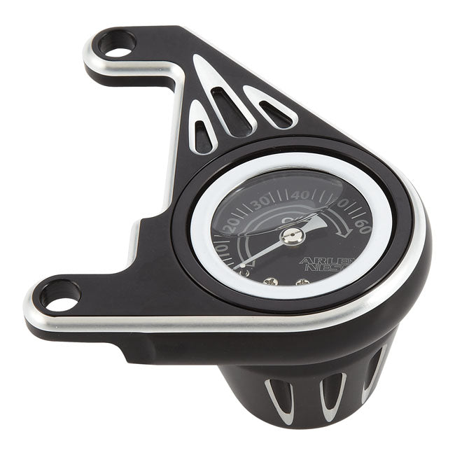 Arlen Ness Deep Cut® Oil Pressure Gauge, Black - 99-17 Twin Cam Oil Pressure Gauges Arlen Ness