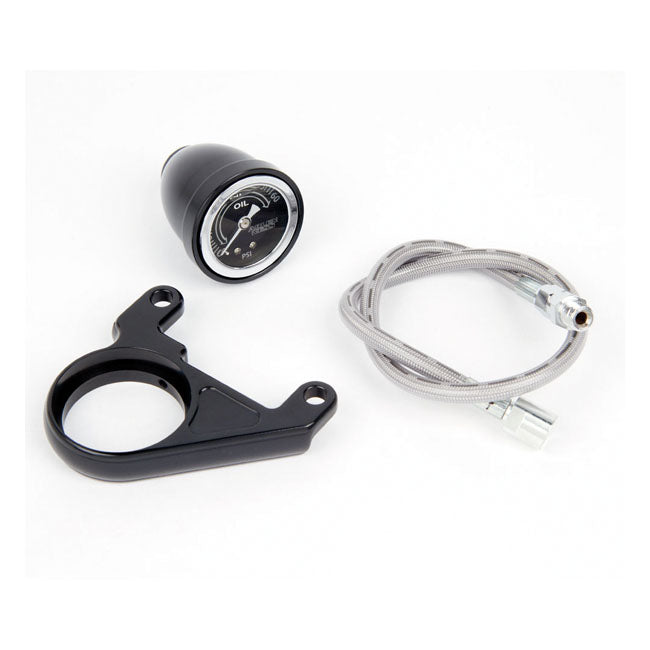 Arlen Ness Radius Oil Pressure Gauge, Black - 84-99 Evo Oil Pressure Gauges Arlen Ness