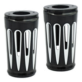 Arlen Ness, Deep Cut fork boots. Black contrast machined Fork Boots Arlen Ness