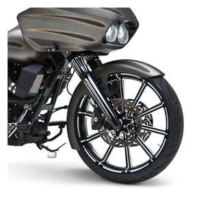 Arlen Ness, Deep Cut fork boots. Black contrast machined Fork Boots Arlen Ness