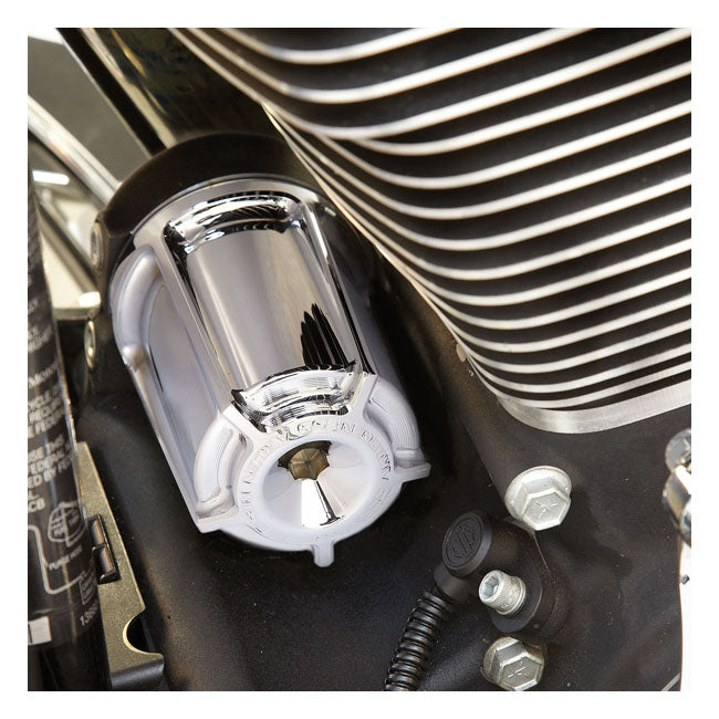 Arlen Ness, reusable billet oil filter kit. Beveled. Chrome Arlen Ness