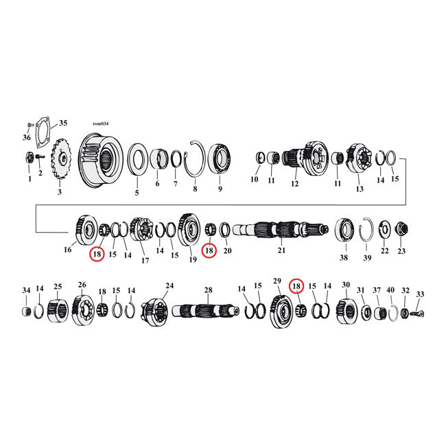 Split Cage Needle Bearing Main & Counter Transmission Bearings Baker Drivetrain