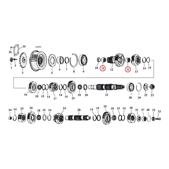 JIMS needle bearing, mainshaft 5th gear Transmission Bearings Jims