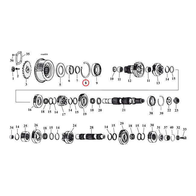 JIMS, retaining ring mainshaft bearing, left Retaining Rings Jims
